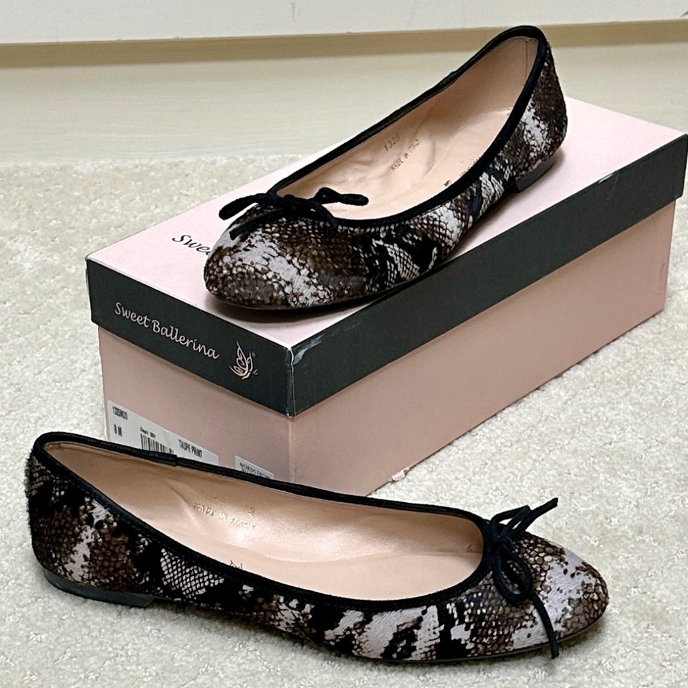 Sweet Ballerina velvet taupe print women ballerina flats 8